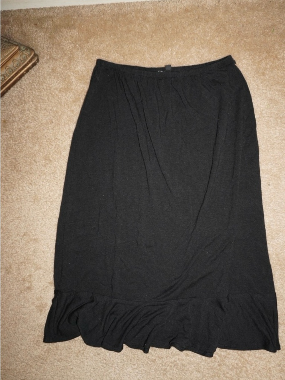 Black Ruffled Hem Women's Skirt